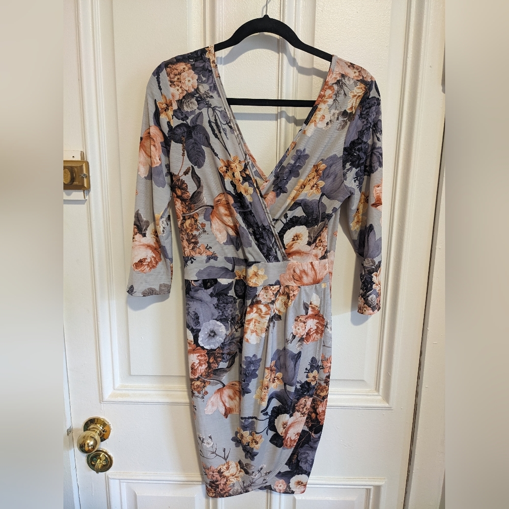 Fashion Nova Baby Blue Floral Dress - Size M